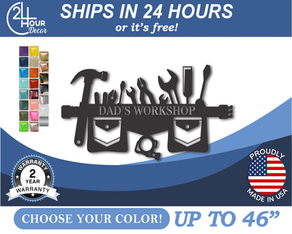 Custom Metal Tool Belt Wall Art | Indoor Outdoor | Up to 46" | 20+ Color Options