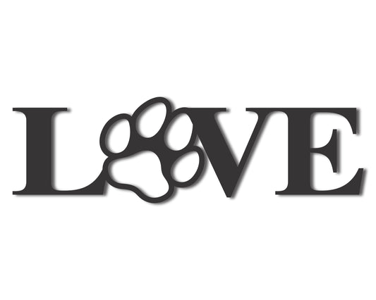 Custom Metal Love Paw Print Wall Art | Indoor Outdoor | Up to 46" | 20+ Color Options