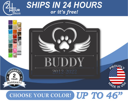 Custom Metal Pet Memorial Wall Art | Indoor Outdoor | Up to 46" | 20+ Color Options