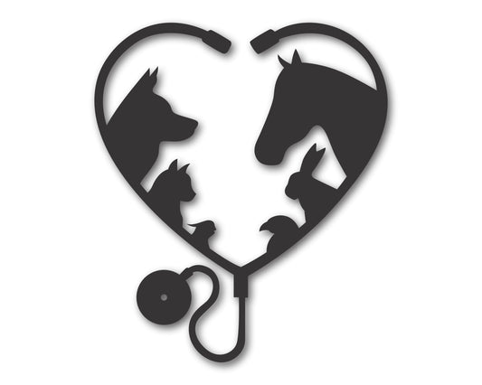 Custom Metal Veterinarian Stethoscope Wall Art | Indoor Outdoor | Up to 46" | 20+ Color Options