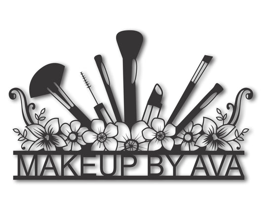 Custom Metal Floral Makeup Brushes Wall Art | Indoor Outdoor | Up to 46" | 20+ Color Options