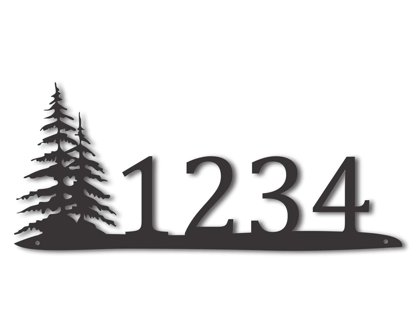 Custom Metal Pine Tree Address Wall Art | Indoor Outdoor | Up to 46" | 20+ Color Options