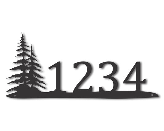 Custom Metal Pine Tree Address Wall Art | Indoor Outdoor | Up to 46" | 20+ Color Options