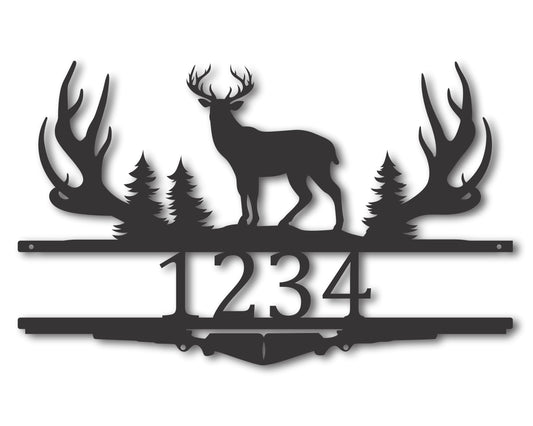 Custom Metal Buck Hunting House Number Wall Art | Indoor Outdoor | Up to 46" | 20+ Color Options