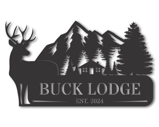 Custom Metal Hunting Cabin Wall Art | Indoor Outdoor | Up to 46" | 20+ Color Options