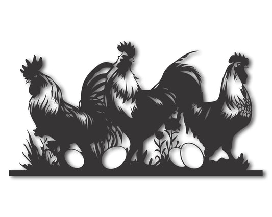 Custom Metal Hen Wall Art | Indoor Outdoor | Up to 46" | 20+ Color Options