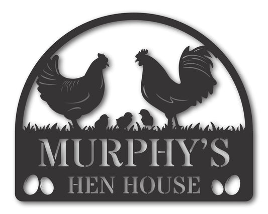 Custom Metal Hen House Wall Art | Indoor Outdoor | Up to 46" | 20+ Color Options