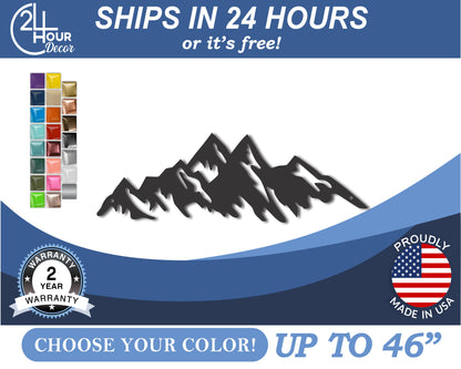 Custom Metal Mountain Range Wall Art | Indoor Outdoor | Up to 46" | 20+ Color Options