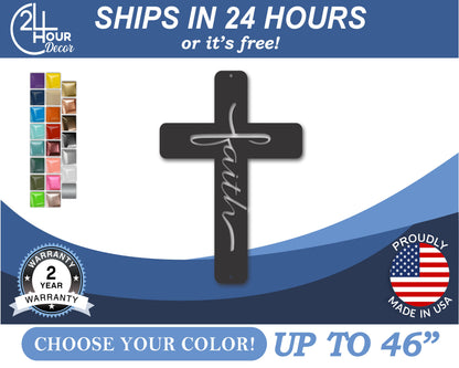 Custom Metal Faith Cross Wall Art | Indoor Outdoor | Up to 46" | 20+ Color Options