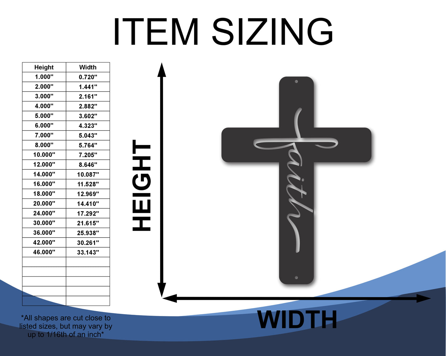 Custom Metal Faith Cross Wall Art | Indoor Outdoor | Up to 46" | 20+ Color Options