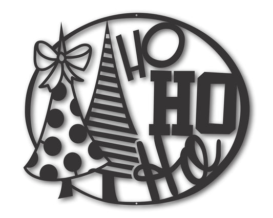 Custom Metal Ho Ho Ho Holiday Wall Art | Indoor Outdoor | Up to 46" | 20+ Color Options