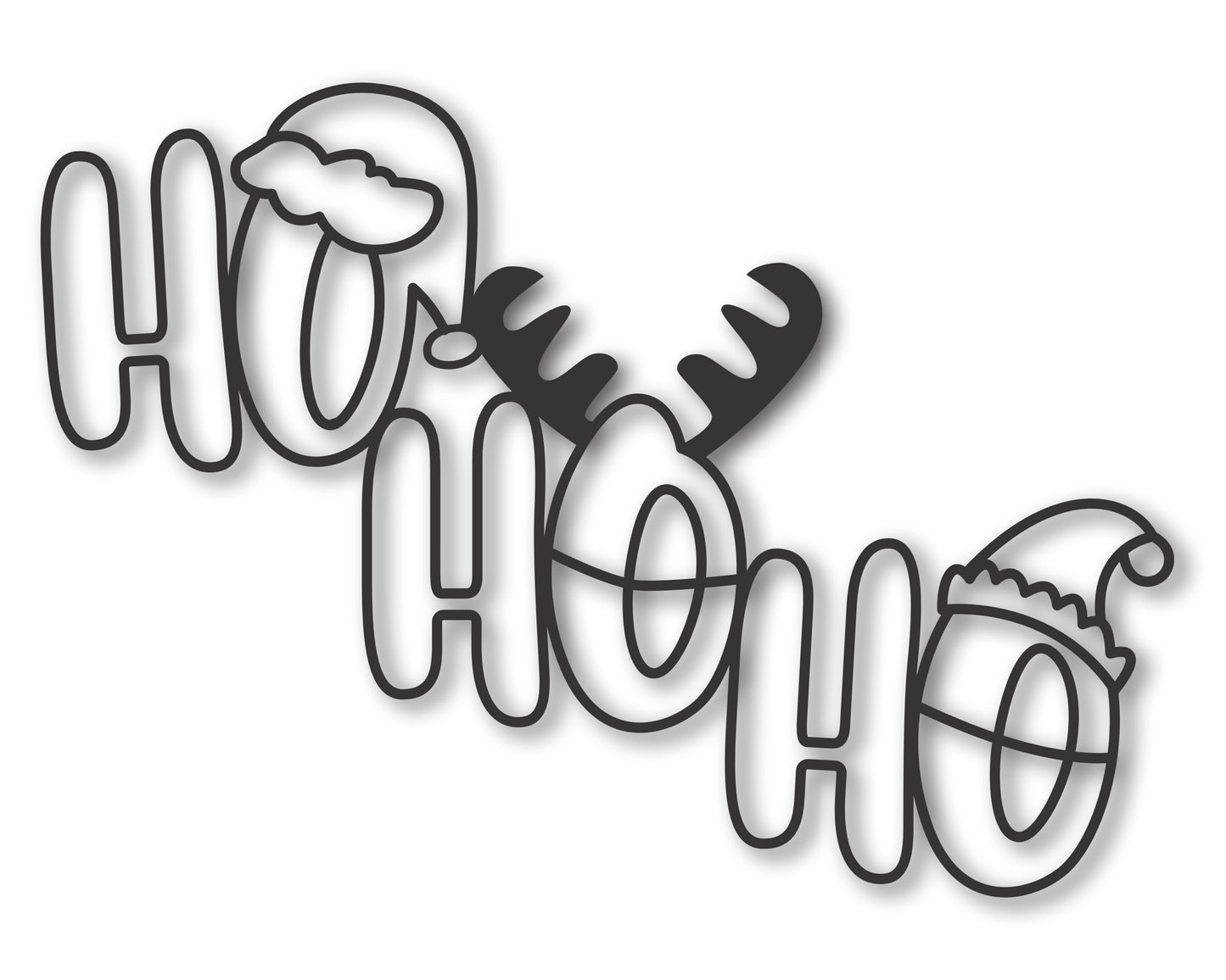 Custom Metal Ho Ho Ho Christmas Wall Art | Indoor Outdoor | Up to 46" | 20+ Color Options