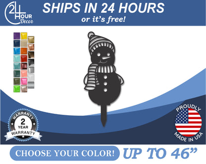 Custom Metal Snowman Yard Stake | Indoor Outdoor | Up to 46" | 20+ Color Options