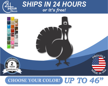 Custom Metal  Thanksgiving Turkey Wall Art | Indoor Outdoor | Up to 46" | 20+ Color Options