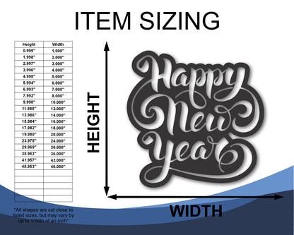 Custom Metal Happy New Year Wall Art | Indoor Outdoor | Up to 46" | 20+ Color Options