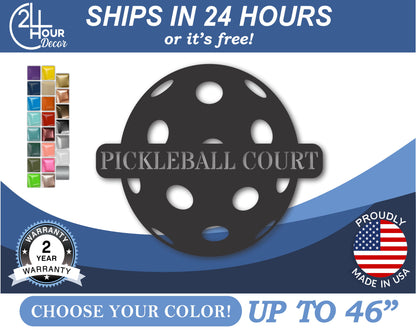 Custom Metal Pickleball Wall Art | Indoor Outdoor | Up to 46" | 20+ Color Options