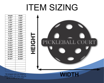 Custom Metal Pickleball Wall Art | Indoor Outdoor | Up to 46" | 20+ Color Options