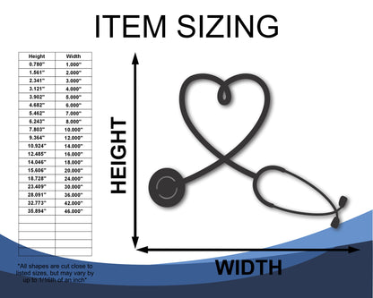 Custom Metal Heart Stethoscope Wall Art | Indoor Outdoor | Up to 46" | 20+ Color Options