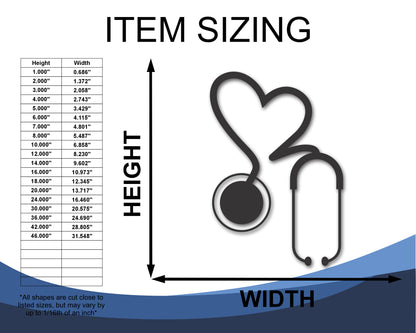 Custom Metal Heart Stethoscope Wall Art | Indoor Outdoor | Up to 46" | 20+ Color Options