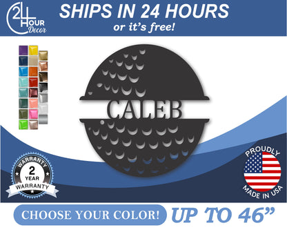 Custom Metal Golf Ball Wall Art | Indoor Outdoor | Up to 46" | 20+ Color Options