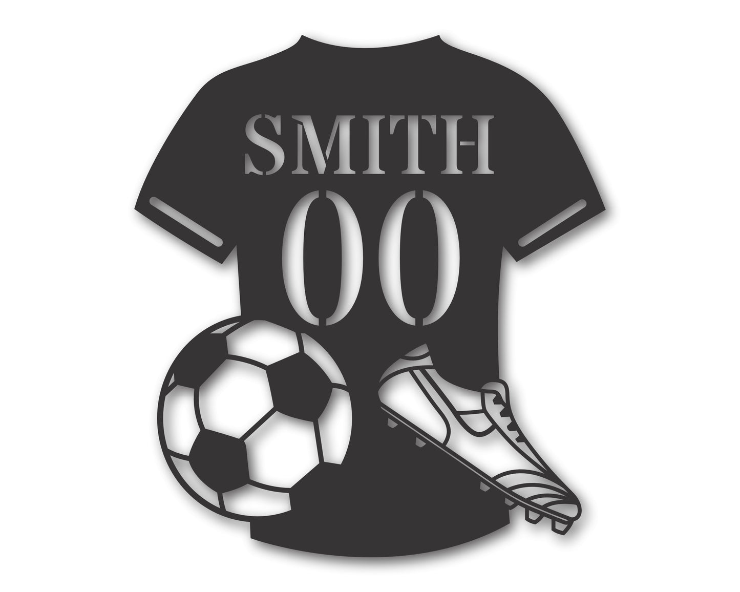 Custom Metal Soccer Jersey  Wall Art | Indoor Outdoor | Up to 46" | 20+ Color Options