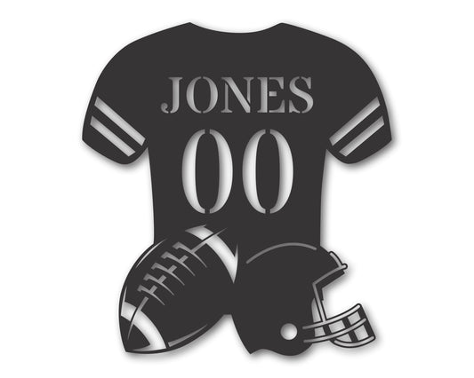 Custom Metal Football Jersey Wall Art | Indoor Outdoor | Up to 46" | 20+ Color Options