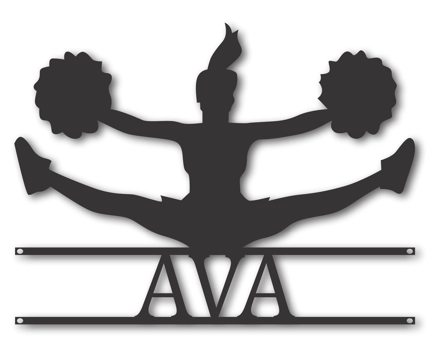 Custom Metal Cheerleader Toe Touch Wall Art | Indoor Outdoor | Up to 46" | 20+ Color Options