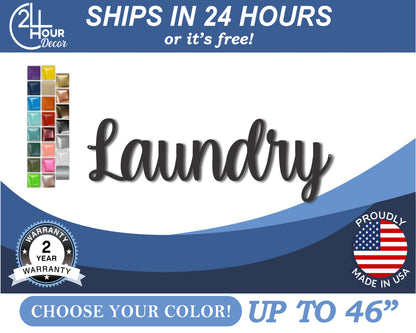 Custom Metal Laundry Wall Art | Indoor Outdoor | Up to 46" | 20+ Color Options