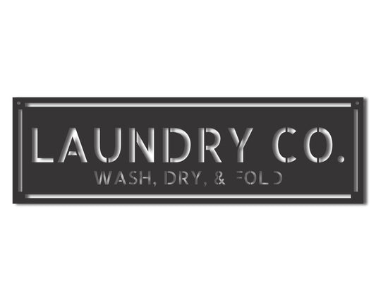 Custom Metal Laundry Co Wall Art | Indoor Outdoor | Up to 46" | 20+ Color Options