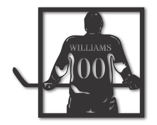 Custom Metal Hockey Player Wall Art | Indoor Outdoor | Up to 46" | 20+ Color Options