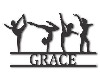 Custom Metal Gymnastics Wall Art | Indoor Outdoor | Up to 46" | 20+ Color Options