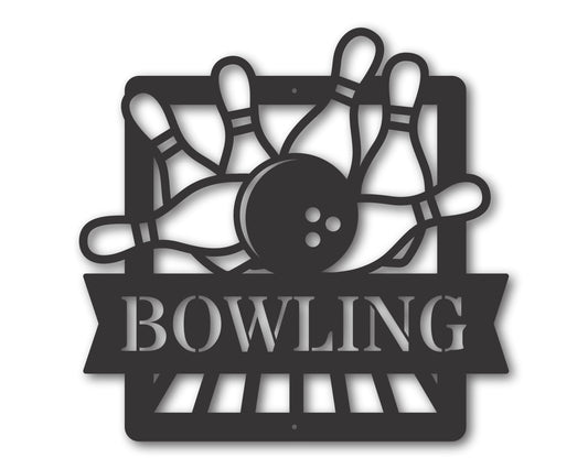 Custom Metal Bowling Alley Metal Wall Art | Indoor Outdoor | Up to 46" | 20+ Color Options