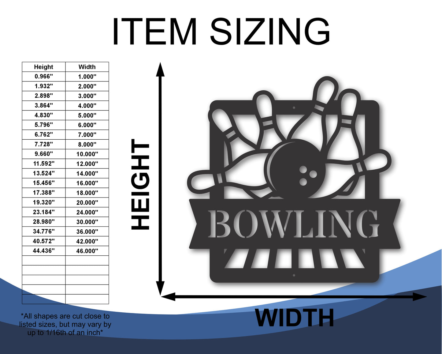 Custom Metal Bowling Alley Metal Wall Art | Indoor Outdoor | Up to 46" | 20+ Color Options