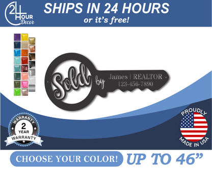 Custom Metal Sold By Realtor Metal Wall Art | Indoor Outdoor | Up to 46" | 20+ Color Options