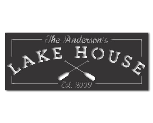 Custom Metal Family Lake House Wall Art | Indoor Outdoor | Up to 46" | 20+ Color Options