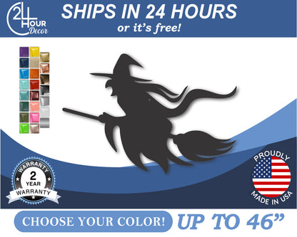 Custom Metal Witch Wall Art | Indoor Outdoor | Up to 46" | 20+ Color Options