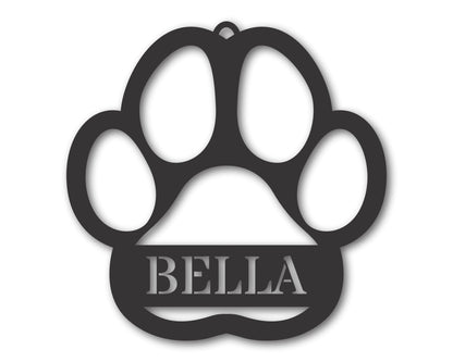 Custom Metal Paw Print Ornament | Indoor Outdoor | 3" to 5" | 20+ Color Options