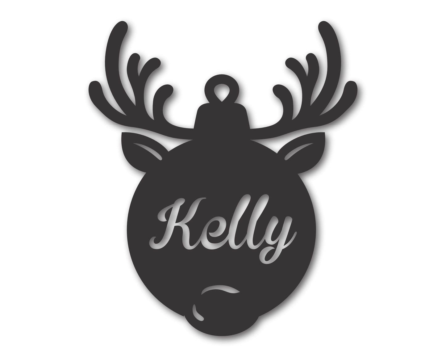 Custom Metal Reindeer Name Ornament | Indoor Outdoor | 3" to 5" | 20+ Color Options