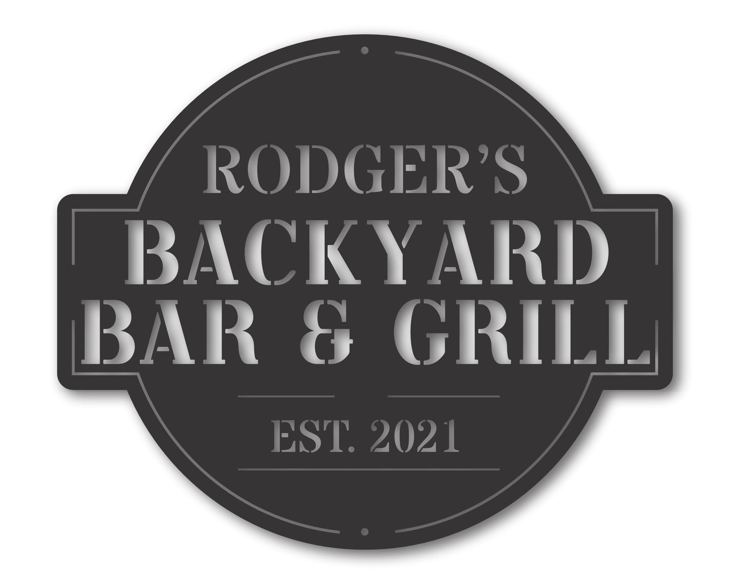 Custom Metal Backyard Bar and Grill Wall Art | Indoor Outdoor | Up to 46" | 20+ Color Options