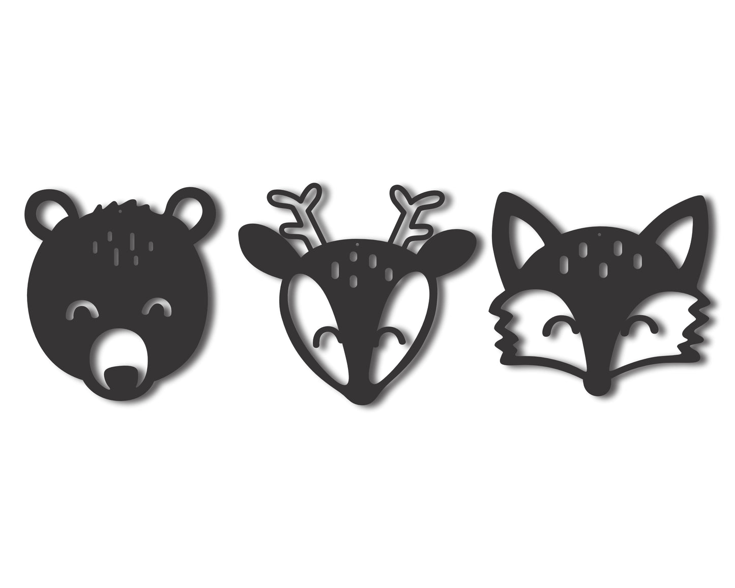 Custom Metal Woodland Animals (3pc.) Wall Art | Indoor Outdoor | Up to 46" | 20+ Color Options