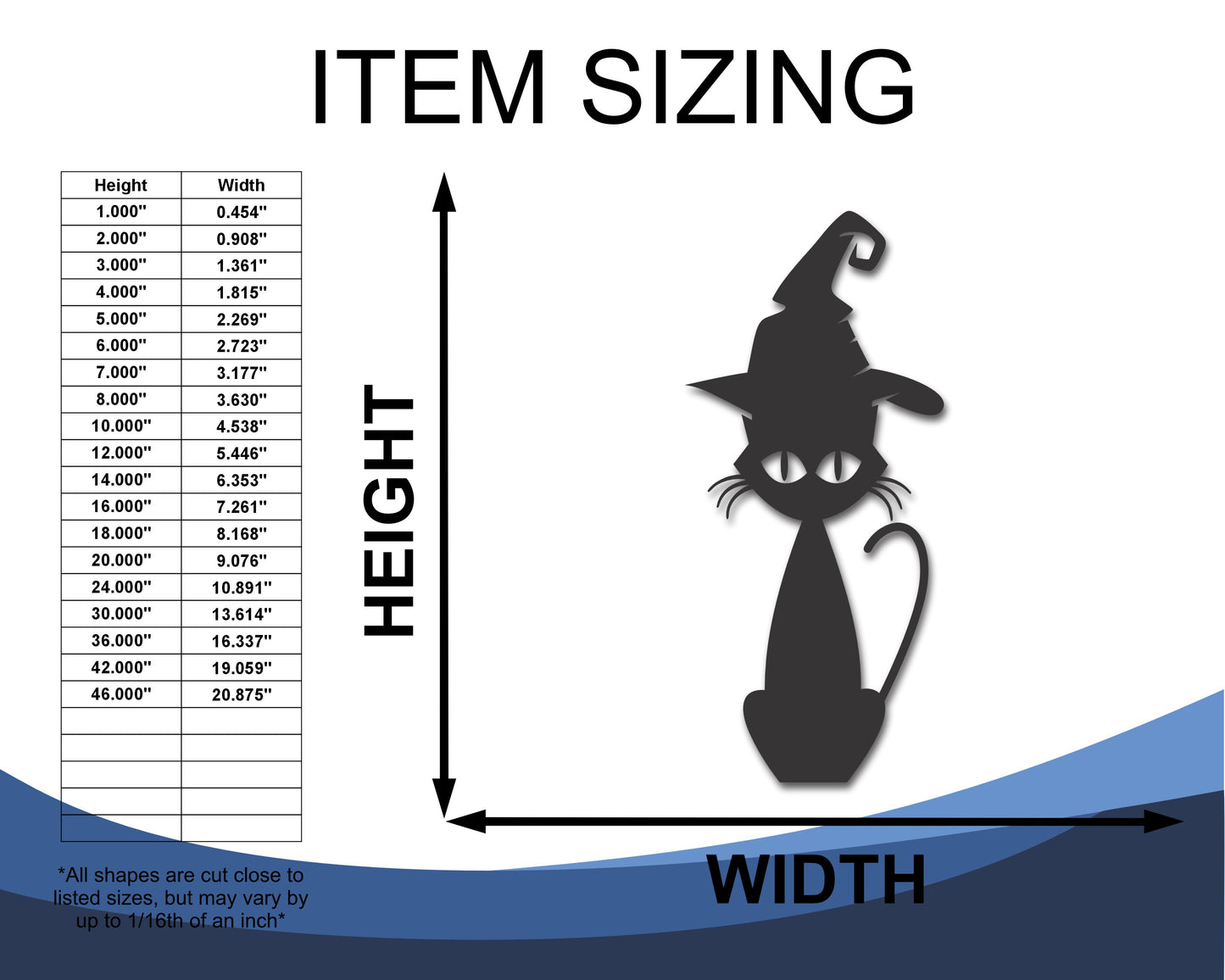 Custom Metal Witch Cat Wall Art | Indoor Outdoor | Up to 46" | 20+ Color Options