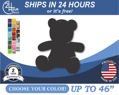 Custom Metal Teddy Bear Wall Art | Indoor Outdoor | Up to 46" | 20+ Color Options