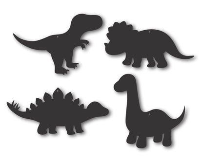 Custom Metal Dinosaur Set (4pc.) Wall Art | Indoor Outdoor | Up to 46" | 20+ Color Options