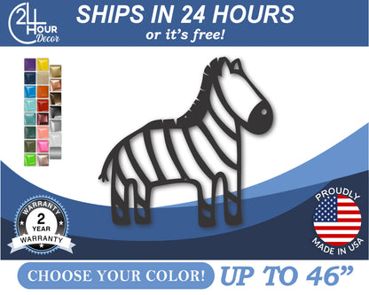 Custom Metal Zebra Outline Wall Art | Indoor Outdoor | Up to 46" | 20+ Color Options