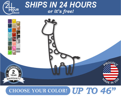 Custom Metal Giraffe Outline Wall Art | Indoor Outdoor | Up to 46" | 20+ Color Options