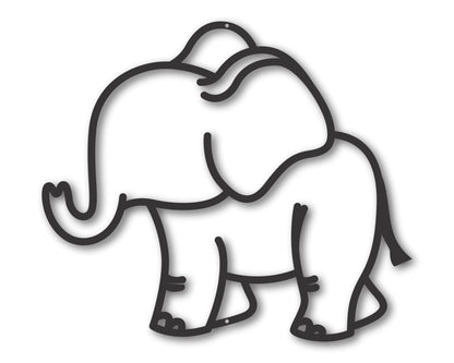 Custom Metal Elephant Outline Wall Art | Indoor Outdoor | Up to 46" | 20+ Color Options