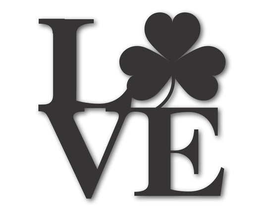 Custom Metal Love Shamrock Wall Art | Indoor Outdoor | Up to 46" | 20+ Color Options