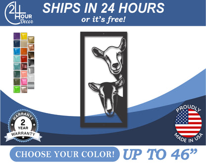 Custom Metal Goats Wall Art | Indoor Outdoor | Up to 46" | 20+ Color Options