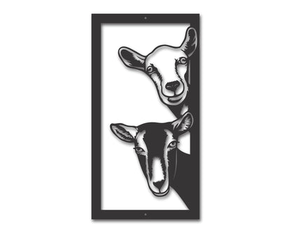 Custom Metal Goats Wall Art | Indoor Outdoor | Up to 46" | 20+ Color Options