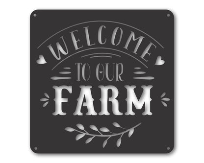 Custom Metal Welcome to our Farm Wall Art | Indoor Outdoor | Up to 46" | 20+ Color Options